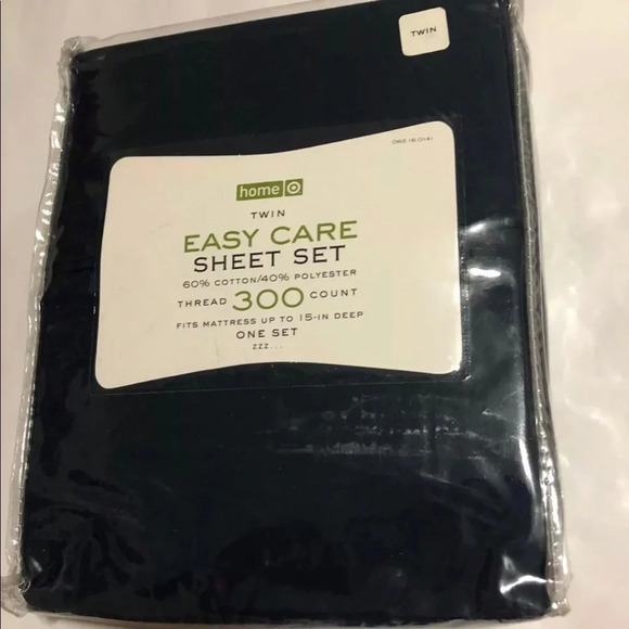 Home  For Target Twin Sheet Set 300 Thread Count Navy Blue - Picture 1 of 2